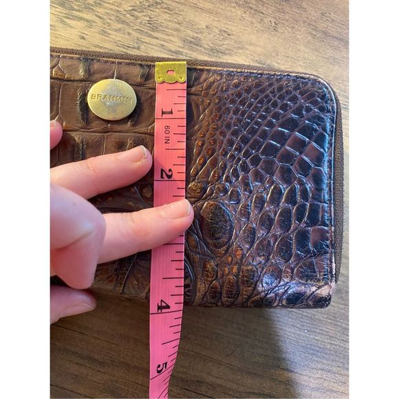 Brahmin Textured Leather Wallet Pecan Melbourne Brown Double Zip - Picture 12 of 14